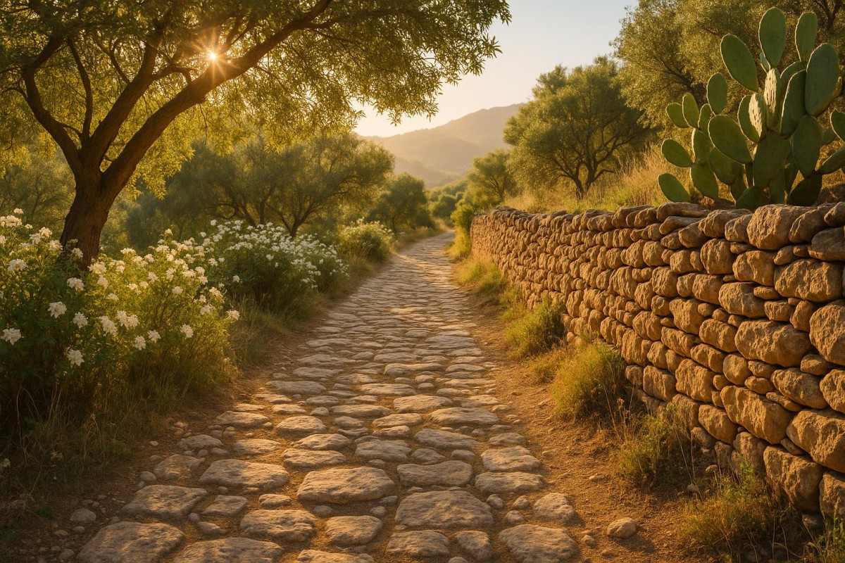 Sentier muletier en pierres