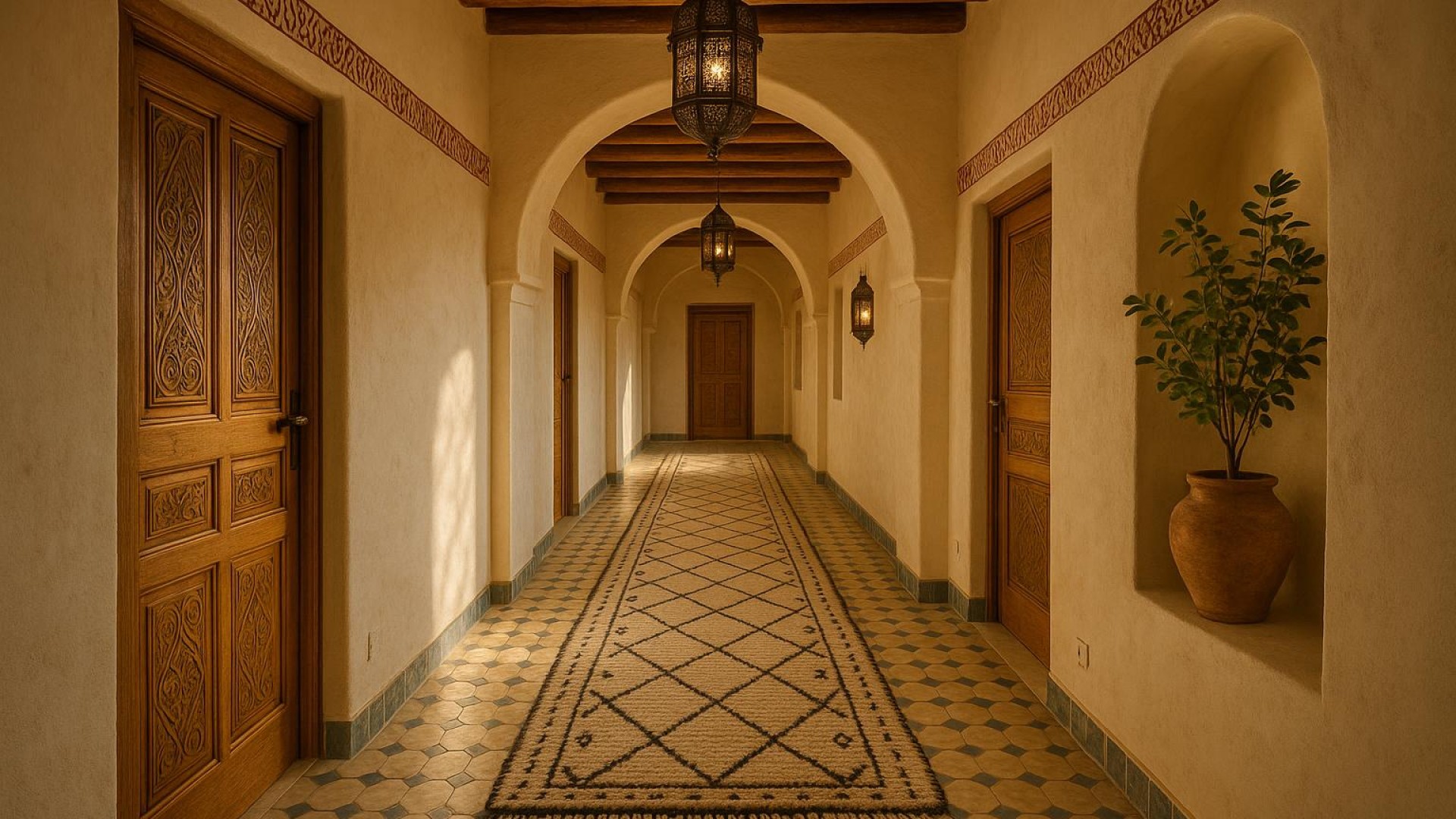 Couloir des chambres — Gîte Amazigh